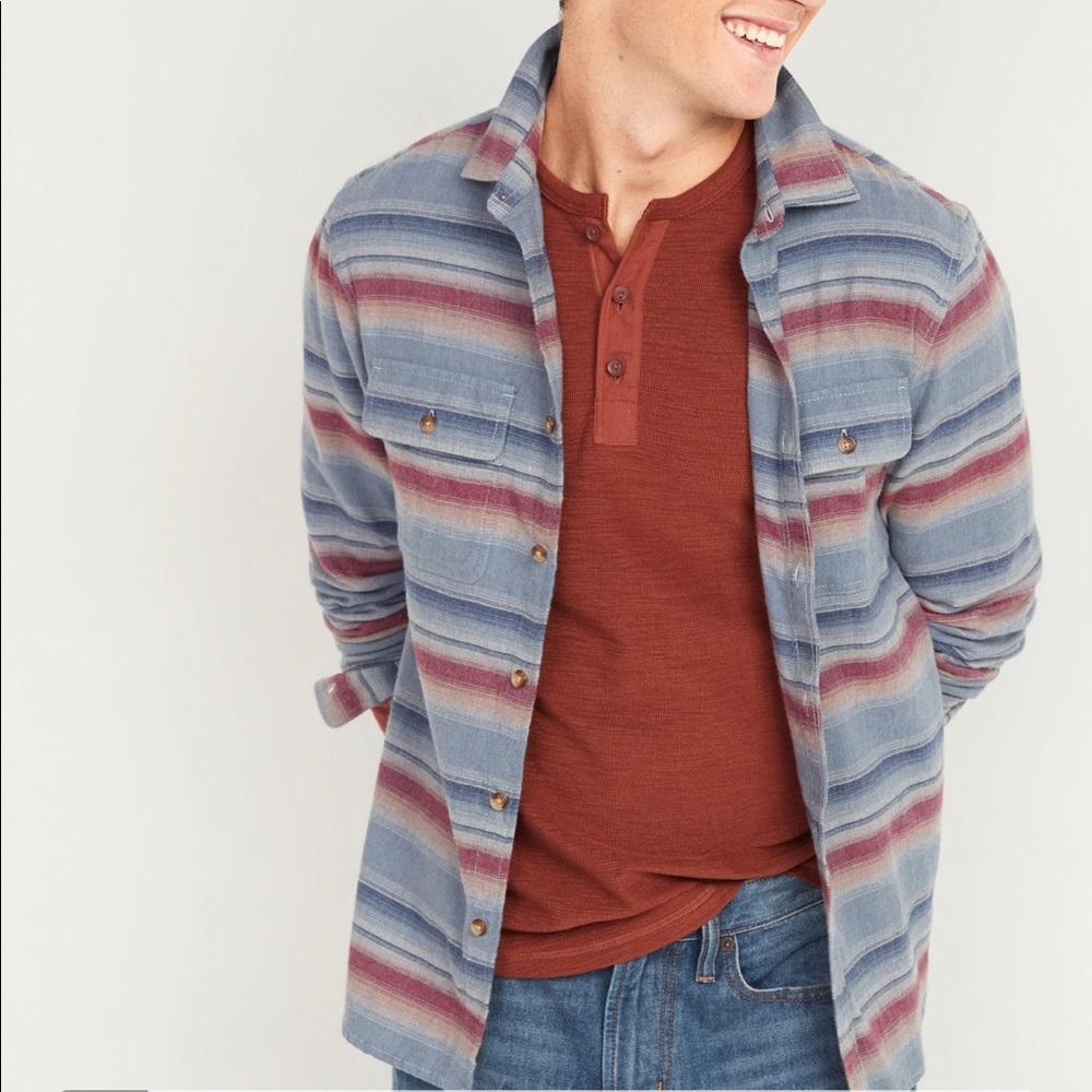Regular-Fit Built-In Flex Patterned Flannel Shirt